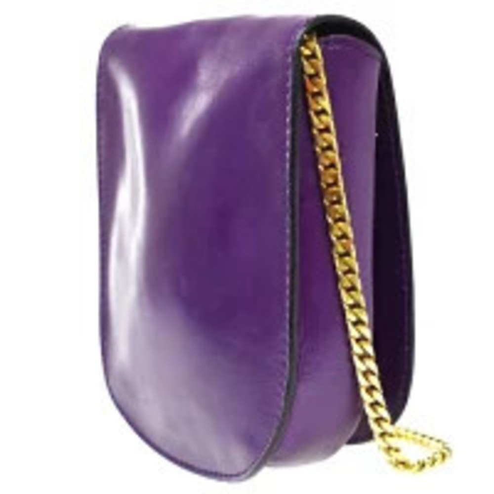 Celine Pochette Crossbody Chain Shoulder Bag Purple Leather - Picture 3 of 7